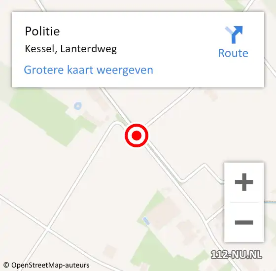 Locatie op kaart van de 112 melding: Politie Kessel, Lanterdweg op 19 april 2021 13:42