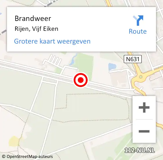 Locatie op kaart van de 112 melding: Brandweer Rijen, Vijf Eiken op 19 april 2021 14:58