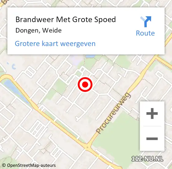 Locatie op kaart van de 112 melding: Brandweer Met Grote Spoed Naar Dongen, Weide op 19 april 2021 15:45