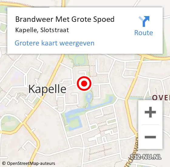 Locatie op kaart van de 112 melding: Brandweer Met Grote Spoed Naar Kapelle, Slotstraat op 19 april 2021 16:00