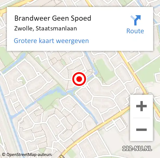 Locatie op kaart van de 112 melding: Brandweer Geen Spoed Naar Zwolle, Staatsmanlaan op 19 april 2021 16:23