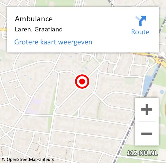 Locatie op kaart van de 112 melding: Ambulance Laren, Graafland op 19 april 2021 17:07