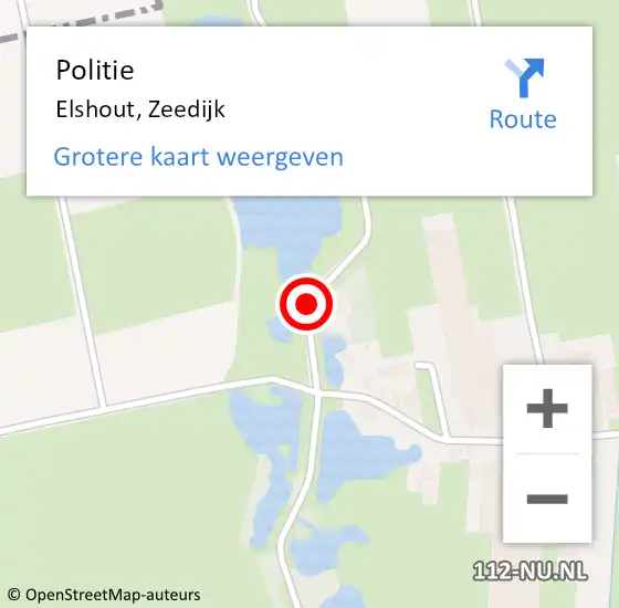 Locatie op kaart van de 112 melding: Politie Elshout, Zeedijk op 19 april 2021 17:51