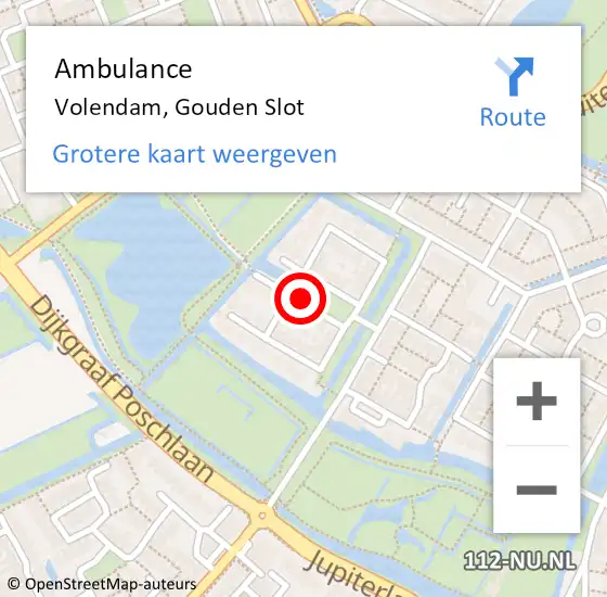 Locatie op kaart van de 112 melding: Ambulance Volendam, Gouden Slot op 19 april 2021 18:09