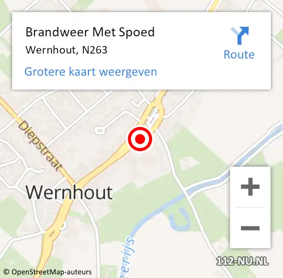 Locatie op kaart van de 112 melding: Brandweer Met Spoed Naar Wernhout, N263 op 19 april 2021 18:38