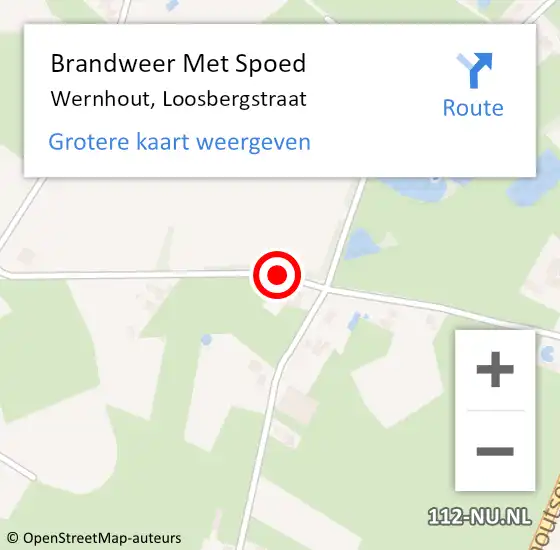 Locatie op kaart van de 112 melding: Brandweer Met Spoed Naar Wernhout, Loosbergstraat op 19 april 2021 18:41