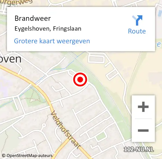 Locatie op kaart van de 112 melding: Brandweer Eygelshoven, Fringslaan op 8 juni 2014 10:58