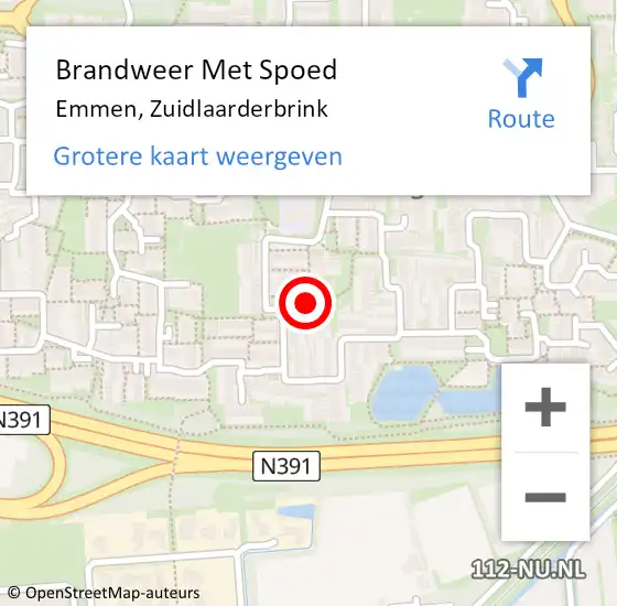 Locatie op kaart van de 112 melding: Brandweer Met Spoed Naar Emmen, Zuidlaarderbrink op 19 april 2021 20:14