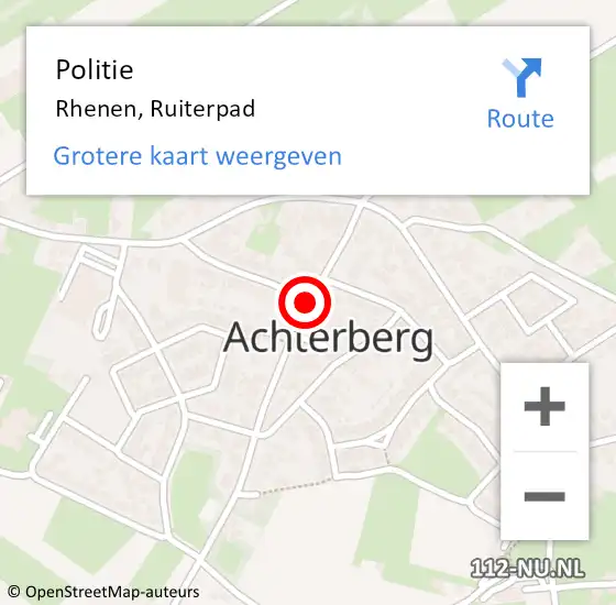 Locatie op kaart van de 112 melding: Politie Rhenen, Ruiterpad op 19 april 2021 20:28