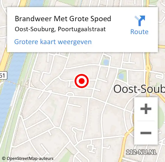 Locatie op kaart van de 112 melding: Brandweer Met Grote Spoed Naar Oost-Souburg, Poortugaalstraat op 19 april 2021 22:08