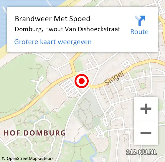 Locatie op kaart van de 112 melding: Brandweer Met Spoed Naar Domburg, Ewout Van Dishoeckstraat op 19 april 2021 23:17