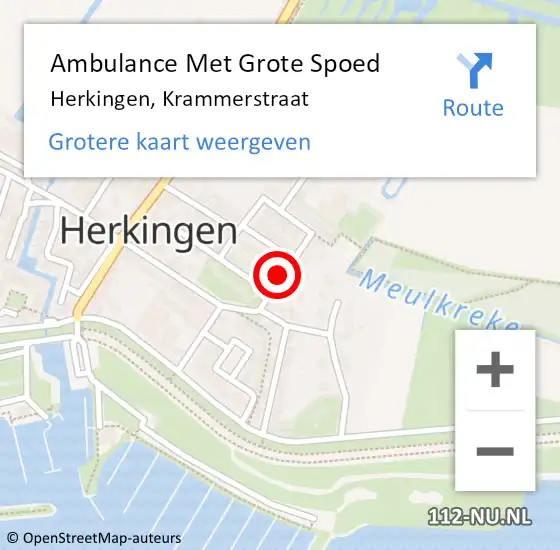 Locatie op kaart van de 112 melding: Ambulance Met Grote Spoed Naar Herkingen, Krammerstraat op 19 april 2021 23:36