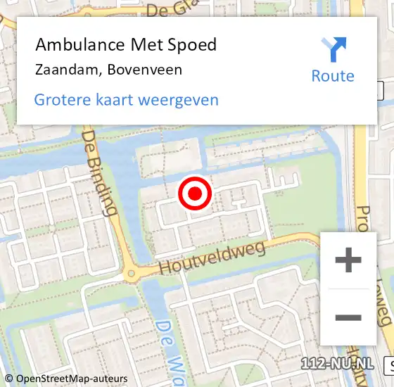 Locatie op kaart van de 112 melding: Ambulance Met Spoed Naar Zaandam, Bovenveen op 20 april 2021 02:23