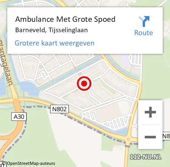 Locatie op kaart van de 112 melding: Ambulance Met Grote Spoed Naar Barneveld, Tijsselinglaan op 20 april 2021 06:19