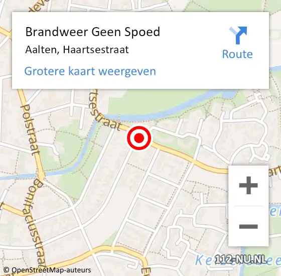 Locatie op kaart van de 112 melding: Brandweer Geen Spoed Naar Aalten, Haartsestraat op 20 april 2021 07:12