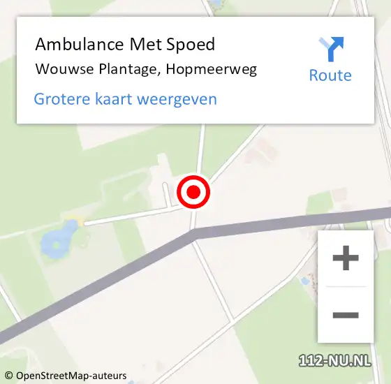 Locatie op kaart van de 112 melding: Ambulance Met Spoed Naar Wouwse Plantage, Hopmeerweg op 8 juni 2014 11:37