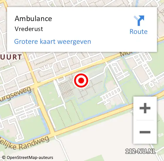 Locatie op kaart van de 112 melding: Ambulance Vrederust op 20 april 2021 07:53