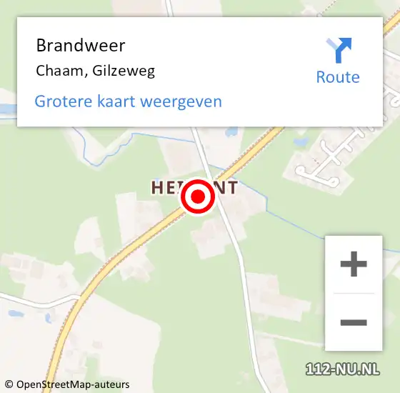 Locatie op kaart van de 112 melding: Brandweer Chaam, Gilzeweg op 20 april 2021 08:43