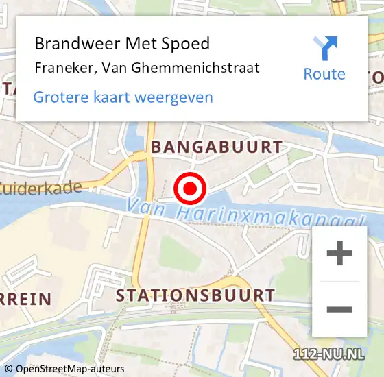 Locatie op kaart van de 112 melding: Brandweer Met Spoed Naar Franeker, Van Ghemmenichstraat op 8 juni 2014 11:57