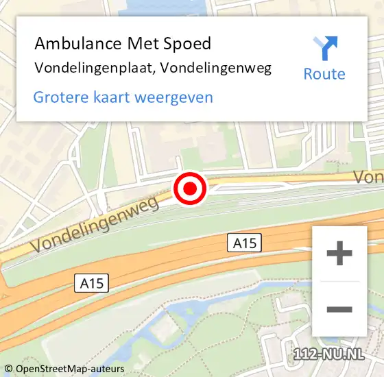 Locatie op kaart van de 112 melding: Ambulance Met Spoed Naar Vondelingenplaat, Vondelingenweg op 20 april 2021 11:03