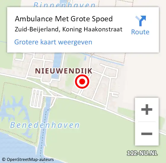 Locatie op kaart van de 112 melding: Ambulance Met Grote Spoed Naar Zuid-Beijerland, Koning Haakonstraat op 20 april 2021 11:07