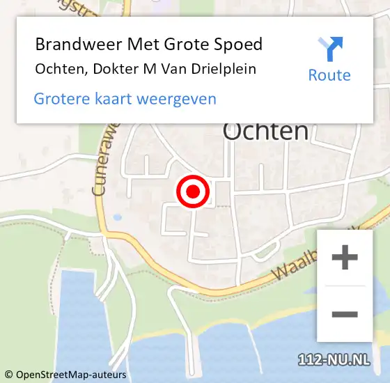 Locatie op kaart van de 112 melding: Brandweer Met Grote Spoed Naar Ochten, Dokter M Van Drielplein op 20 april 2021 11:16