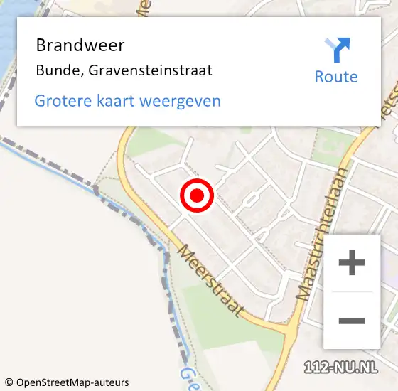 Locatie op kaart van de 112 melding: Brandweer Bunde, Gravensteinstraat op 8 juni 2014 12:02