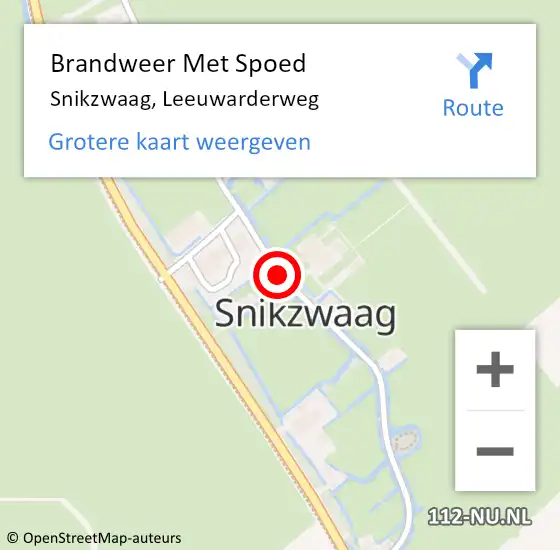 Locatie op kaart van de 112 melding: Brandweer Met Spoed Naar Snikzwaag, Leeuwarderweg op 8 juni 2014 12:02