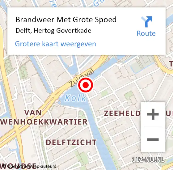 Locatie op kaart van de 112 melding: Brandweer Met Grote Spoed Naar Delft, Hertog Govertkade op 20 april 2021 11:43