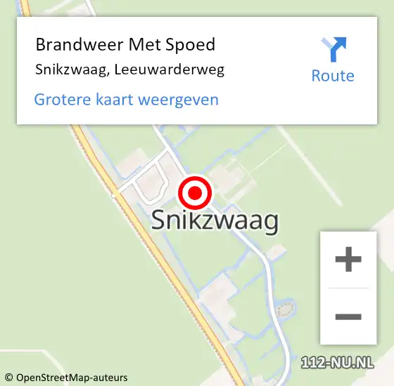 Locatie op kaart van de 112 melding: Brandweer Met Spoed Naar Snikzwaag, Leeuwarderweg op 8 juni 2014 12:09