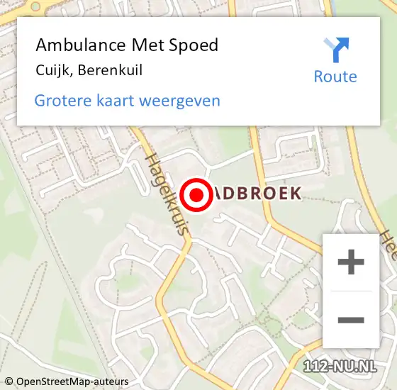 Locatie op kaart van de 112 melding: Ambulance Met Spoed Naar Cuijk, Berenkuil op 20 april 2021 12:58