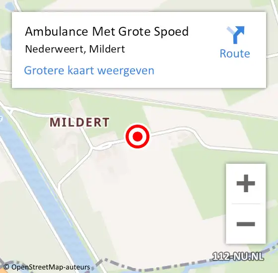 Locatie op kaart van de 112 melding: Ambulance Met Grote Spoed Naar Nederweert, Mildert op 20 april 2021 14:23