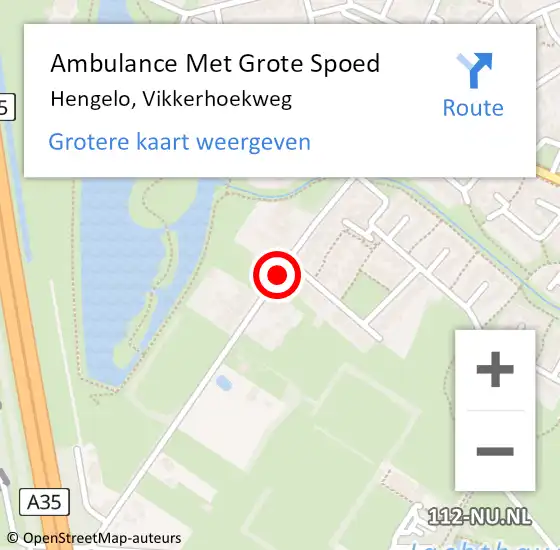Locatie op kaart van de 112 melding: Ambulance Met Grote Spoed Naar Hengelo, Vikkerhoekweg op 20 april 2021 14:50