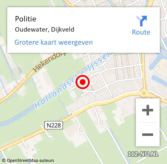 Locatie op kaart van de 112 melding: Politie Oudewater, Dijkveld op 20 april 2021 15:51