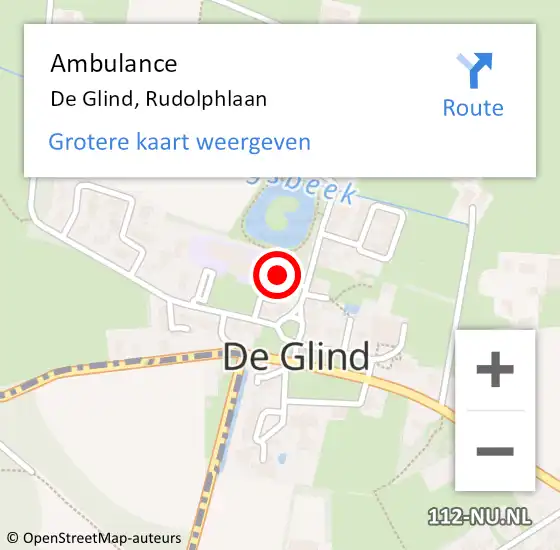 Locatie op kaart van de 112 melding: Ambulance De Glind, Rudolphlaan op 20 april 2021 16:09