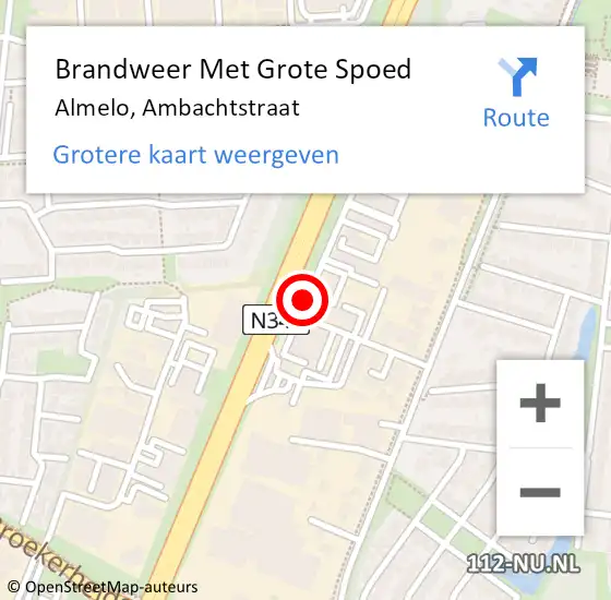 Locatie op kaart van de 112 melding: Brandweer Met Grote Spoed Naar Almelo, Ambachtstraat op 20 april 2021 16:10