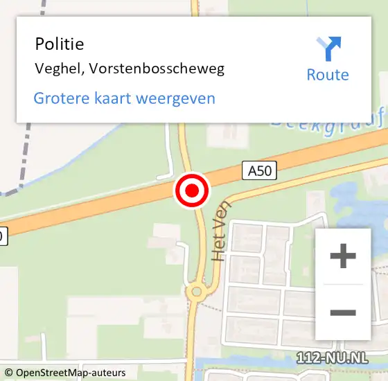 Locatie op kaart van de 112 melding: Politie Veghel, Vorstenbosscheweg op 20 april 2021 16:17