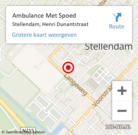 Locatie op kaart van de 112 melding: Ambulance Met Spoed Naar Stellendam, Henri Dunantstraat op 20 april 2021 17:25