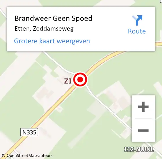 Locatie op kaart van de 112 melding: Brandweer Geen Spoed Naar Etten, Zeddamseweg op 20 april 2021 17:39