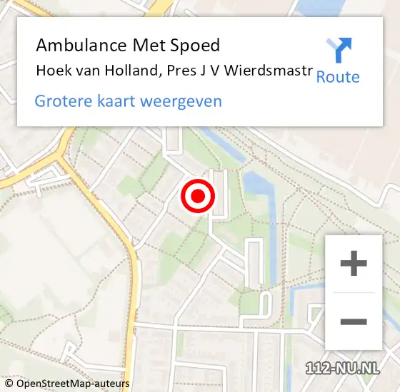 Locatie op kaart van de 112 melding: Ambulance Met Spoed Naar Hoek van Holland, Pres J V Wierdsmastr op 20 april 2021 19:17