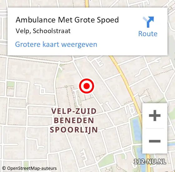 Locatie op kaart van de 112 melding: Ambulance Met Grote Spoed Naar Velp, Schoolstraat op 20 april 2021 20:41