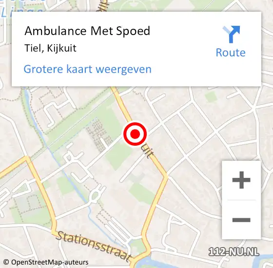 Locatie op kaart van de 112 melding: Ambulance Met Spoed Naar Tiel, Kijkuit op 20 april 2021 22:59