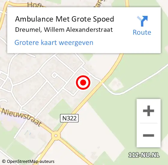 Locatie op kaart van de 112 melding: Ambulance Met Grote Spoed Naar Dreumel, Willem Alexanderstraat op 21 april 2021 02:47