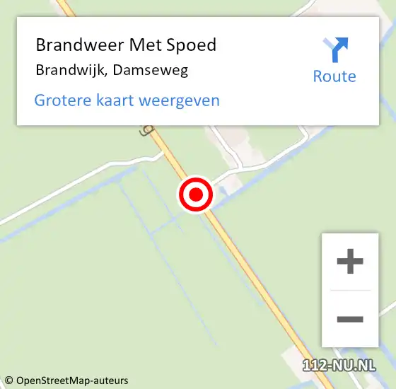 Locatie op kaart van de 112 melding: Brandweer Met Spoed Naar Brandwijk, Damseweg op 21 april 2021 06:52