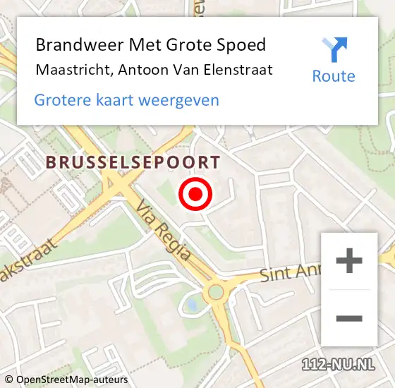 Locatie op kaart van de 112 melding: Brandweer Met Grote Spoed Naar Maastricht, Antoon Van Elenstraat op 21 april 2021 06:57