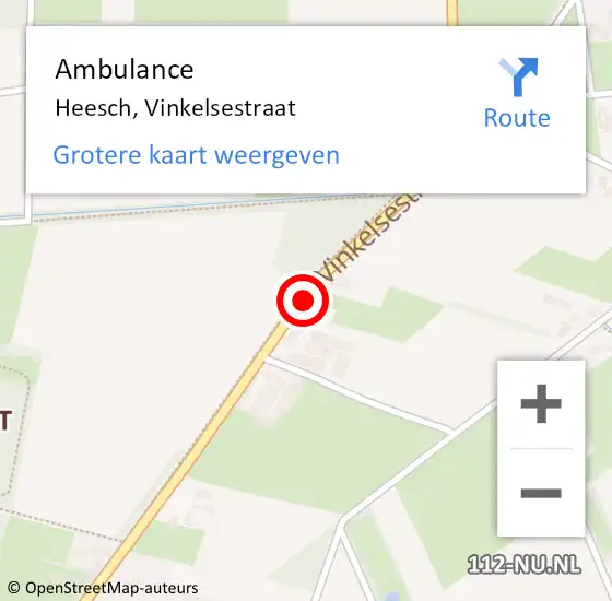 Locatie op kaart van de 112 melding: Ambulance Heesch, Vinkelsestraat op 21 april 2021 07:53