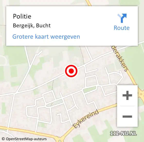 Locatie op kaart van de 112 melding: Politie Bergeijk, Bucht op 21 april 2021 08:00