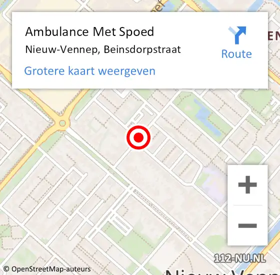 Locatie op kaart van de 112 melding: Ambulance Met Spoed Naar Nieuw-Vennep, Beinsdorpstraat op 21 april 2021 08:19