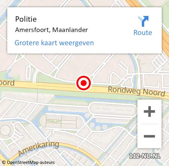 Locatie op kaart van de 112 melding: Politie Amersfoort, Maanlander op 21 april 2021 09:08