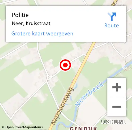 Locatie op kaart van de 112 melding: Politie Neer, Kruisstraat op 21 april 2021 09:14